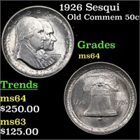 1926 Sesqui Old Commem Half Dollar 50c Grades Choi