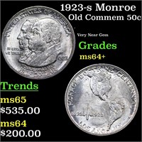 1923-s Monroe Old Commem Half Dollar 50c Grades Ch
