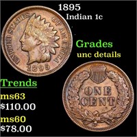 1895 Indian Cent 1c Grades Unc Details
