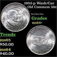 1952-p Wash/Car Old Commem Half Dollar 50c Grades