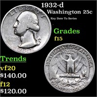 1932-d Washington Quarter 25c Grades f+