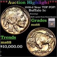 ***Auction Highlight*** 1938-d Buffalo Nickel Near