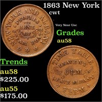 1863 New York Civil War Token 1c Grades Choice AU/