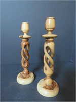 Spiral Carved Candle Holders