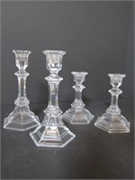 4 Piece Clear Glass Taper Candle Holders set