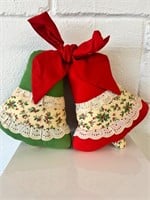 Vintage handmade Christmas fabric bells wall decor