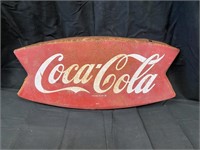 Vintage Coca-Cola Metal Fishtail Sign-Marked AM 65