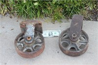 2 Vintage Industrial Salvaged Wheels
