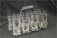 Mid Century Modern Glasses With Caddy