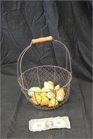Wire Mesh Egg Basket w/ Ornamental Pears