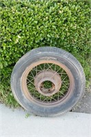 Old Tire with Metal Spokes