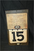 Antique First Nat'l Bank FW Calendar