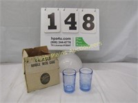 (2) A TIARA EXCLUSIVE JACK & JILL BLUE GLASS CUPS