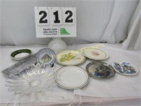 PEWTER SERVING TRAY, MISC PLATES