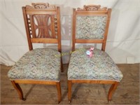 Two Victorian Maple Parlor Chairs