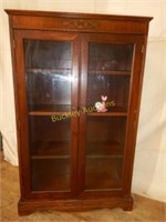 Two Door Walnut Bookcase Curio Cabinet