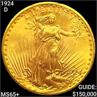 1924-D $20 Gold Double Eagle GEM BU+