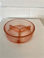 Pink Depression Glass, Divided Dipping Sauce