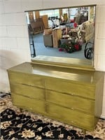 Harmony House Olive green mcm dresser & mirror