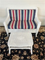 Vintage wicker loveseat and table