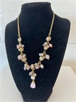 Beautiful gold tone pink tone adjustable necklace
