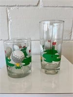 4 Vintage Glasses Golf Hole 19 Glass
