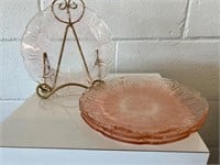 4 Pink Depression Glass Jeanette Cherry Blossom