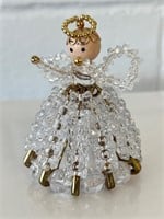 Vintage handmade safety pin & bead angel