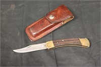 Buck 110 Folding Single Blade Knife & Leather Case