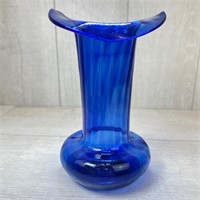 Cobalt Blue Handblown Vase 9" Tall