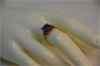 14K Gold Amethyst & Diamond Ring