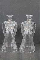 2 Crystal Angel Candleholders