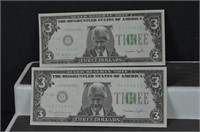 2 Clinton $3 Bills