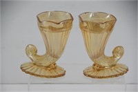 Pair of Iridescent Marigold Vases