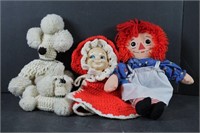 Vintage Doll and Crocheted Soap Poodles