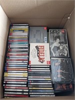 CDs, tapes, VHS