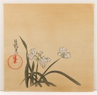 White Orchids Woodblock Print