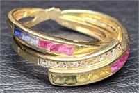 14K Gold Ring w/ Diamonds & Other Stones 4.20g