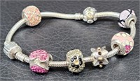 Pandora Charm Bracelet w/ Sterling Silver Charms