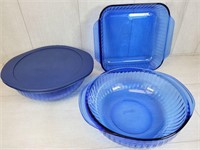3 Cobalt Blue Pyrex Casserole Dishes