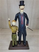 Vintage Wood Carved Gentleman & Boy Statue