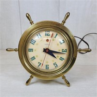 Vintage Telechron Nautical Brass Clock #3H85