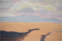 Original Pastel on Canvas Artwork of Desert
