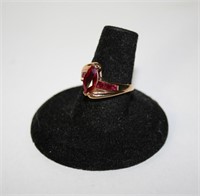 10K Gold Ring with Simulated Ruby