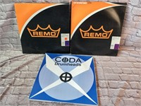 2 Remo 14" Drum Heads In Box, 1 Coda 12 Inch D
