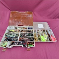 2 tack organizers of Fishing worms, frogs, etc