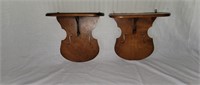 2 Antique Mahogany Violin Wall Shelves