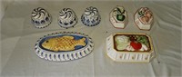 7 Hand Painted Ceramic Jell-O Molds