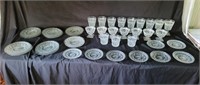 39 Pc Pressed Glass Luncheon Set