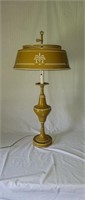 Vintage Tole Yellow and White Table Lamp